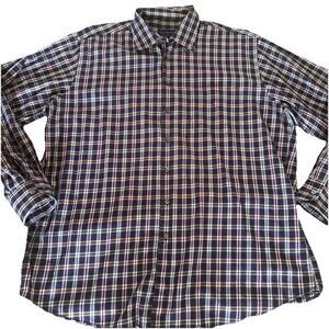 Scott Barber Button Down Shirt Mens Size XL Window Pane Plaid Long Sleeve